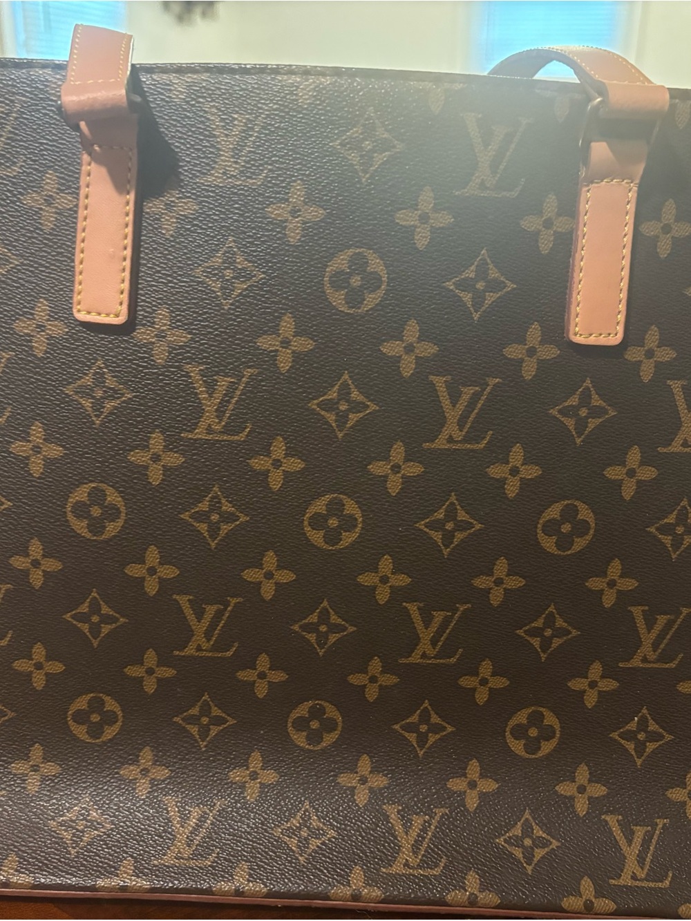 Luxury Monogram Canvas Tote in Brown with Tan Straps